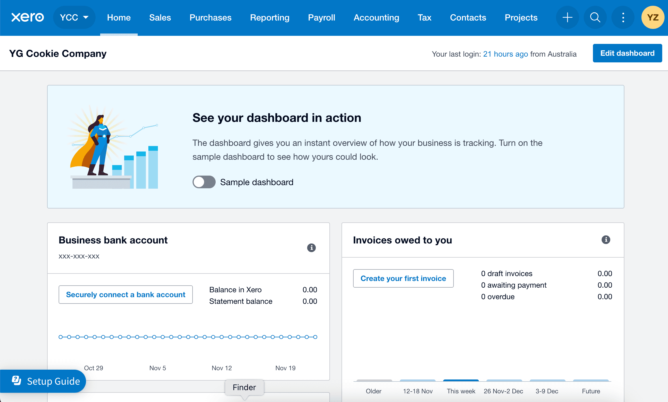 Step 1 log into Xero